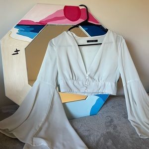 Perfect Condition! White Bell Sleeve Crop Corset Top